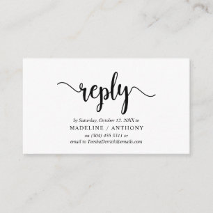 Carte D'accompagnement Rustique moderne, Script noir, réponse RSVP