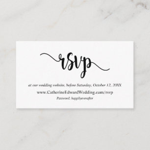 Carte D'accompagnement Rustique moderne, Script noir, site RSVP en ligne