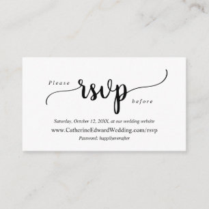 Carte D'accompagnement Rustique moderne, Script noir, site RSVP en ligne