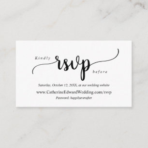 Carte D'accompagnement Rustique moderne, Script noir, site RSVP en ligne