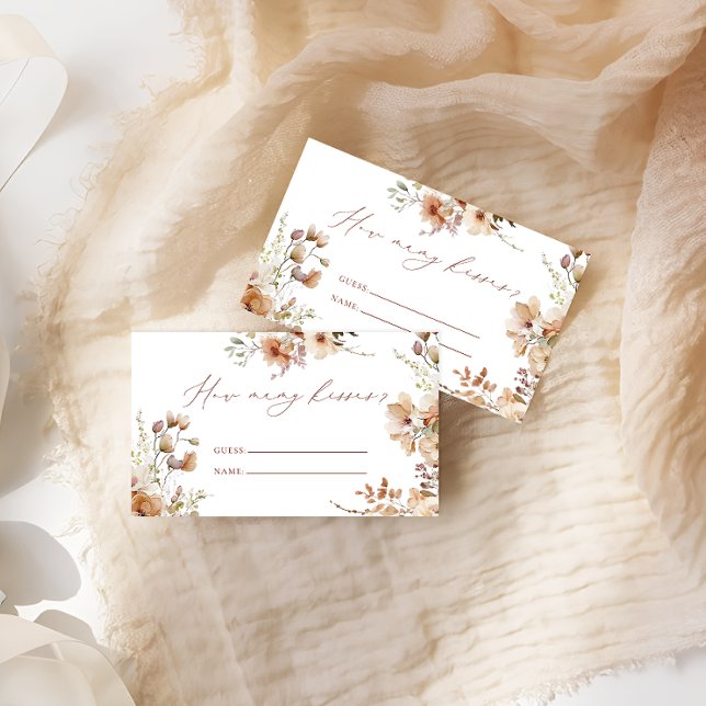 Carte D'accompagnement Rustique Neutral Boho Floral Combien De Baisers Je (Créateur téléchargé)