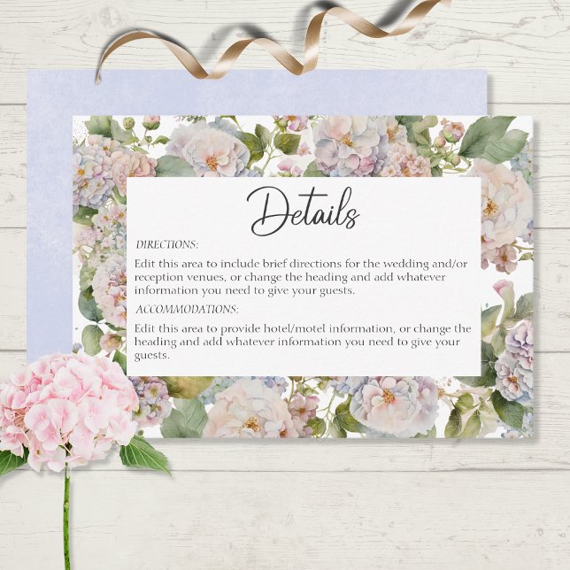 Carte D'accompagnement Rustique Pastel Hydrangea Floral Monogramme Blanc (Créateur téléchargé)