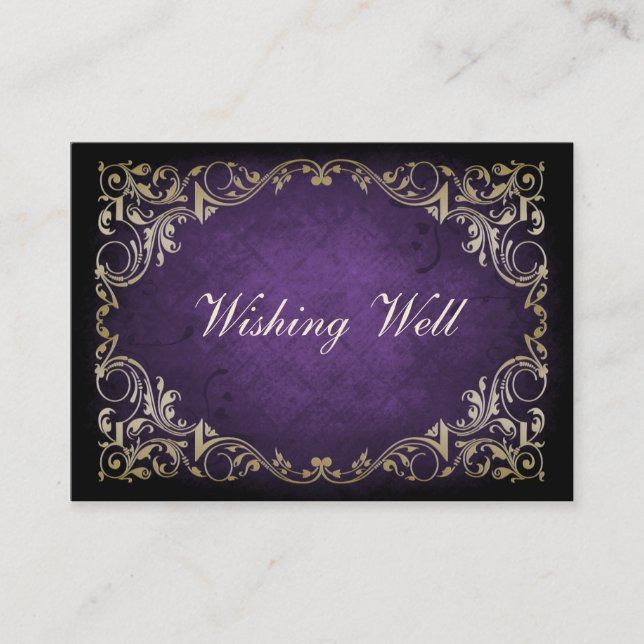 Carte D'accompagnement Rustique Regal Ornemental Purple Et Mariage Or (Devant)