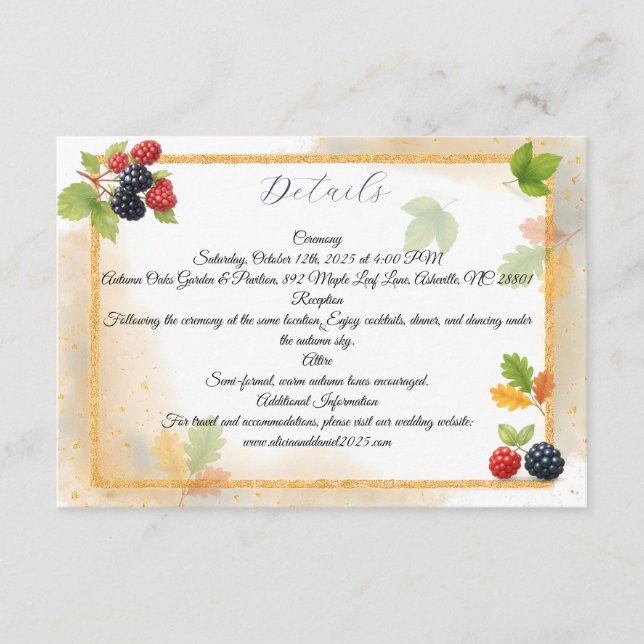 Carte D'accompagnement Rustique romantique Berry Mariage photo Retour (Devant)