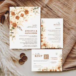 Carte D'accompagnement Rustique Rose, Pampas & Calla Lily Détails du Mari