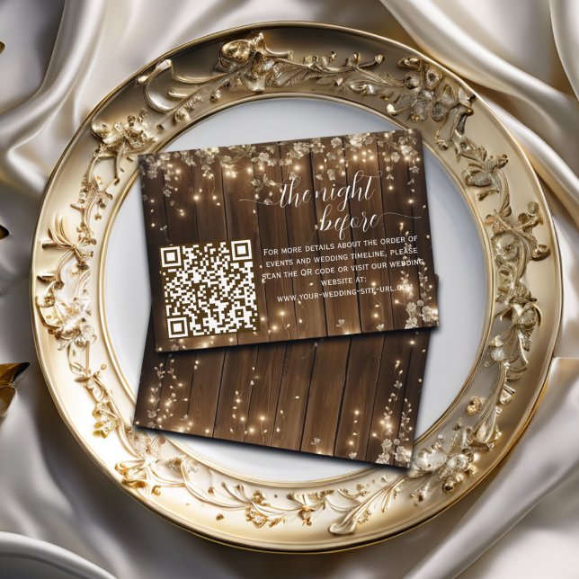 Carte D'accompagnement Rustique String éclaire QR Code la nuit avant (Créateur téléchargé)