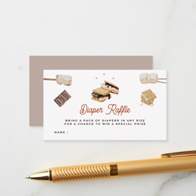 Carte D'accompagnement S’more Love Baby shower Diaper Raffle (Devant/Arrière en situation)
