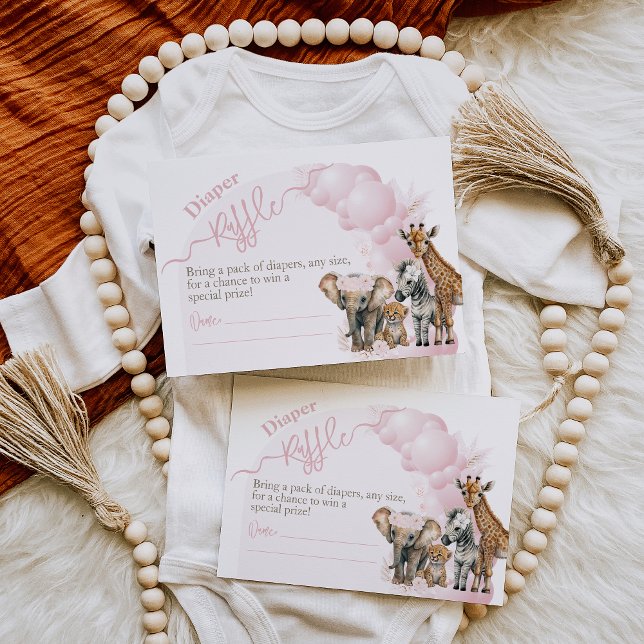Carte D'accompagnement Safari animal Boho Baby Girl Douche Déchets Raffle (Créateur téléchargé)