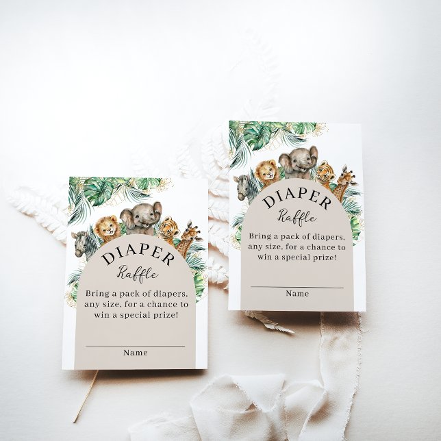 Carte D'accompagnement Safari Animal Jungle Baby shower moderne couche (Créateur téléchargé)