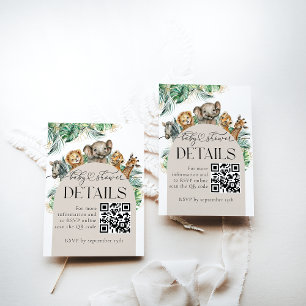 Carte D'accompagnement Safari Animal Jungle Détails du Baby shower qrcode