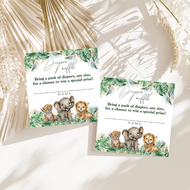 Carte D'accompagnement Safari Animal Jungle Green & Gold boy diaper (Créateur téléchargé)