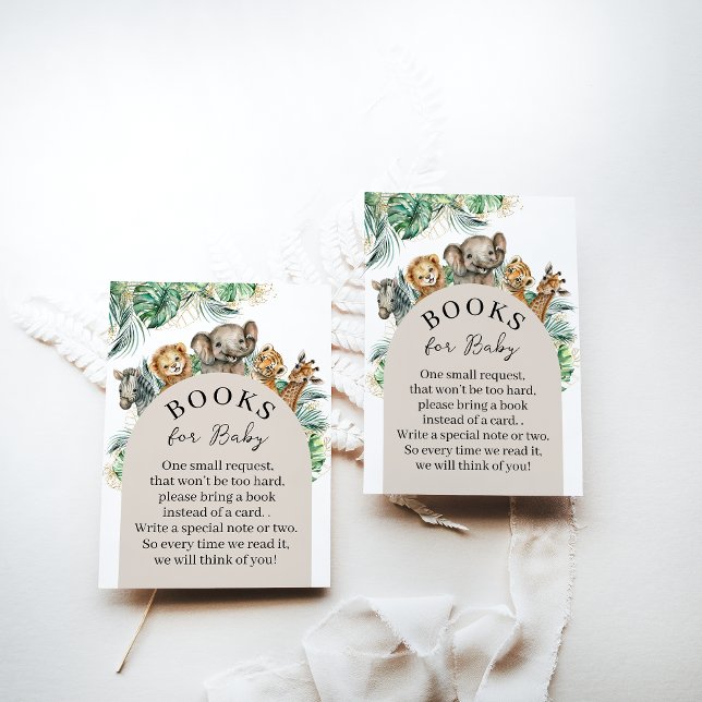 Carte D'accompagnement Safari Animal Jungle Livres Baby showers modernes (Créateur téléchargé)