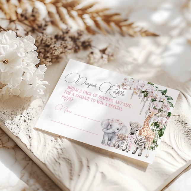 Carte D'accompagnement Safari Animal Tropical Flower Baby shower (Créateur téléchargé)