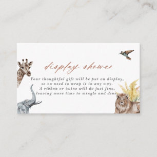 Carte D'accompagnement Safari Animaux Baby shower Affichage douche