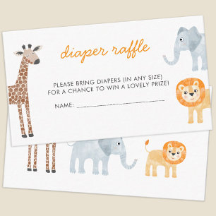 Carte D'accompagnement Safari Animaux Baby shower Déchets Raffle
