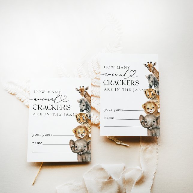 Carte D'accompagnement Safari Animaux Baby shower moderne Guesses Jeu (Créateur téléchargé)