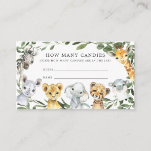 Carte D'accompagnement Safari Animaux Baby showers Devinez Combien De Can