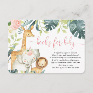 Carte D'accompagnement Safari animaux fille livres de baby shower pour bé