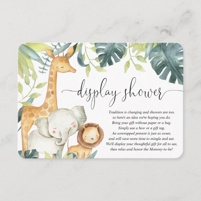 Carte D'accompagnement Safari animaux genre neutre affichage douche (Devant)