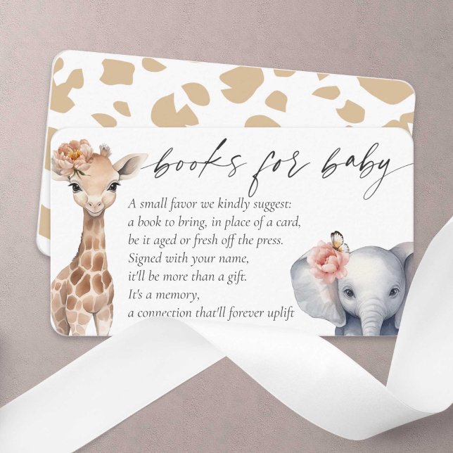 Carte D'accompagnement Safari Animaux Livres pour Bébé Fille Sauvage Un T (Little Wild One, Baby GirlShower, Safari Themed Books for baby enclosure card.)