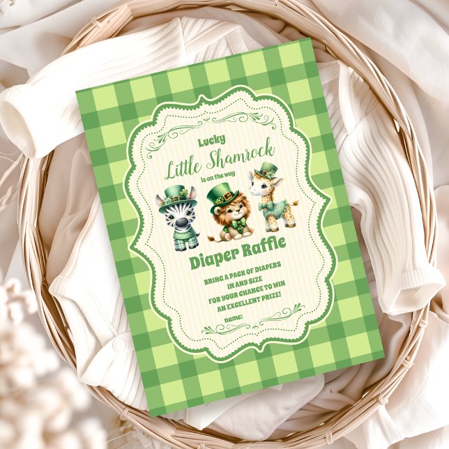 Carte D'accompagnement Safari Animlas Lucky Little Shamrock Diapper Raffl (Créateur téléchargé)