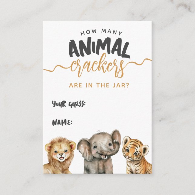 Carte D'accompagnement Safari baby shower animal moderne crackers jeu (Devant)