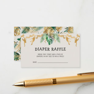 Carte D'accompagnement Safari Baby shower Déchets Raffle Green Gold Ecru