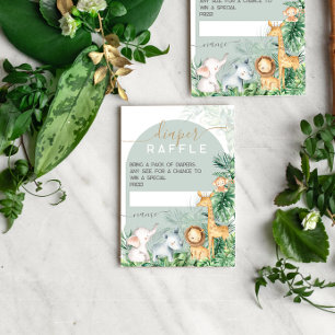 Carte D'accompagnement Safari Bébé Animaux Baby shower Déchets Raffle