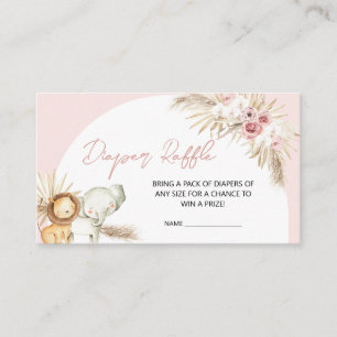 Carte D'accompagnement Safari Boho Rose Animaux Baby shower Déchets Raffl