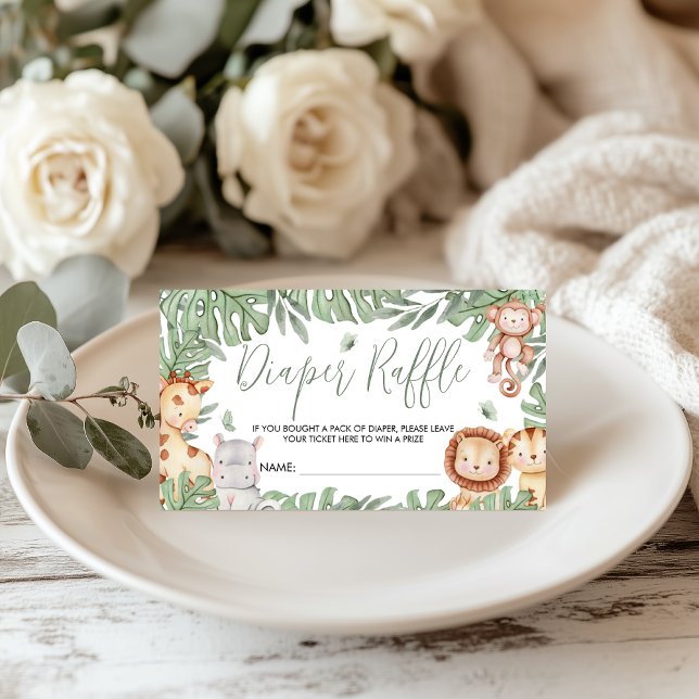 Carte D'accompagnement Safari Diaper Raffle Card (Créateur téléchargé)