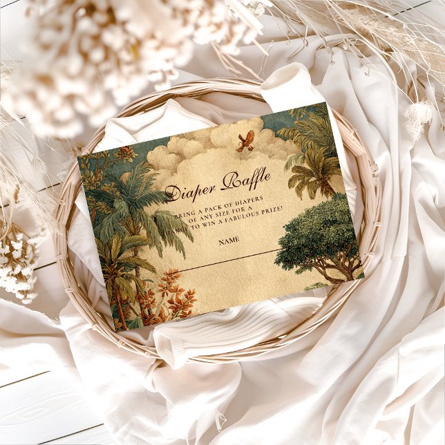 Carte D'accompagnement Safari Foliage & Friends Baby Showe Diapper Raffle (Créateur téléchargé)