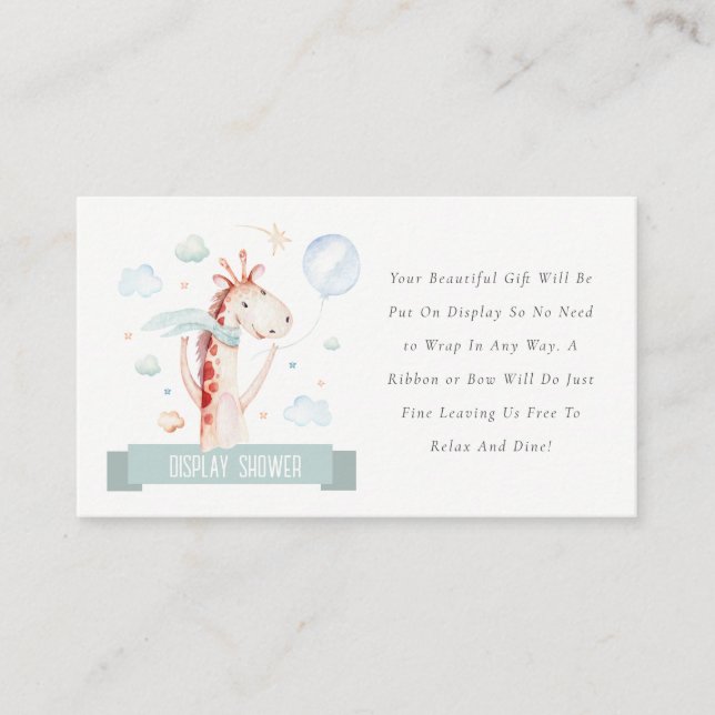 Carte D'accompagnement Safari Giraffe Balloon Affichage Baby shower douch (Devant)