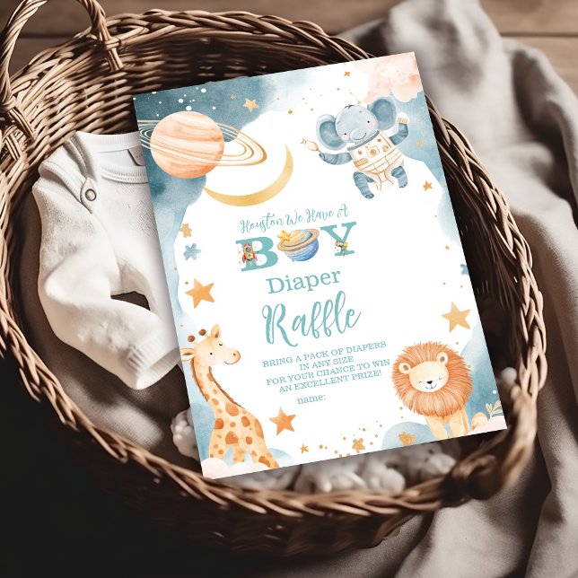 Carte D'accompagnement Safari Houston Nous Avons Un Petit Raffle Diapper (Créateur téléchargé)