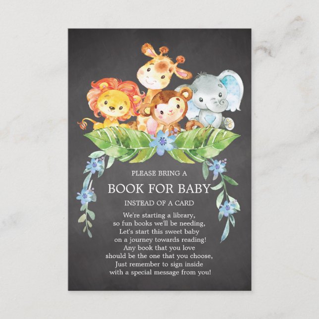 Carte D'accompagnement Safari Jungle Boys Baby shower Book for Baby (Devant)