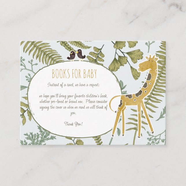 Carte D'accompagnement Safari sauvage Jungle Animaux Baby shower botaniqu (Devant)