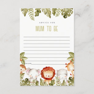 Carte D'accompagnement Safari tropical Animaux Conseils pour Baby shower