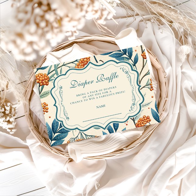 Carte D'accompagnement Sage Berry Botanical Baby Shower Diapper Raffle (Créateur téléchargé)