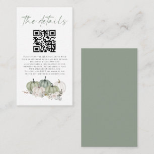 Carte D'accompagnement Sage Citrouille Florals QR Code Détails du Mariage