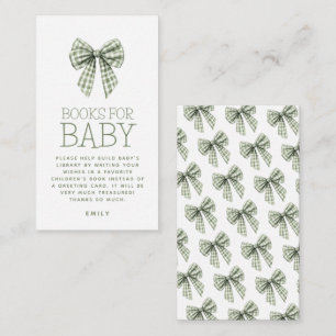 Carte D'accompagnement Sage En vichy Bow Books for Baby Baby shower