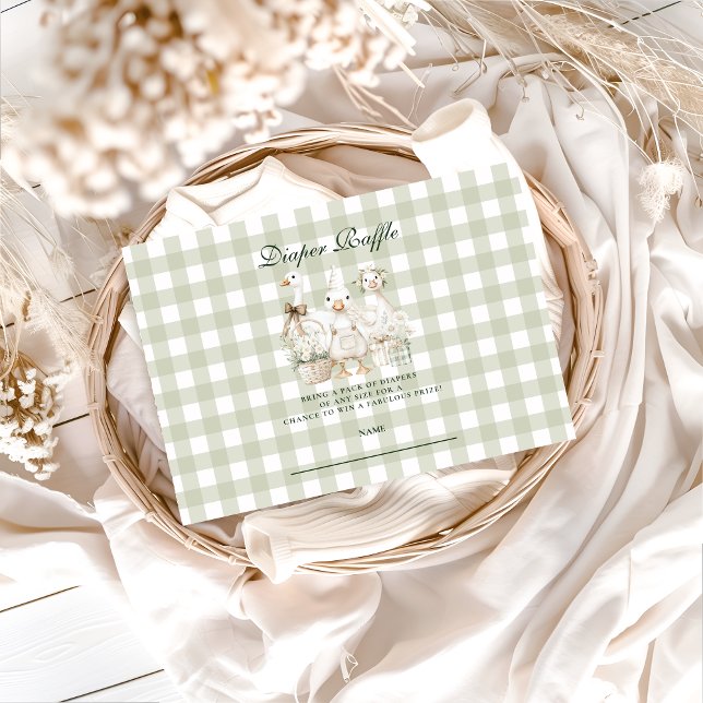 Carte D'accompagnement Sage Gingham Silly Goose Diapper Raffle (Créateur téléchargé)