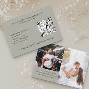 Carte D'accompagnement Sage Green 2 Photo en ligne RSVP QR Code Mariage