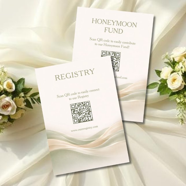 Carte D'accompagnement Sage Green and Ivory Registry & Honeymoon Fund (Sage Green and Ivory Registry & Honeymoon Fund Enclosure Card )