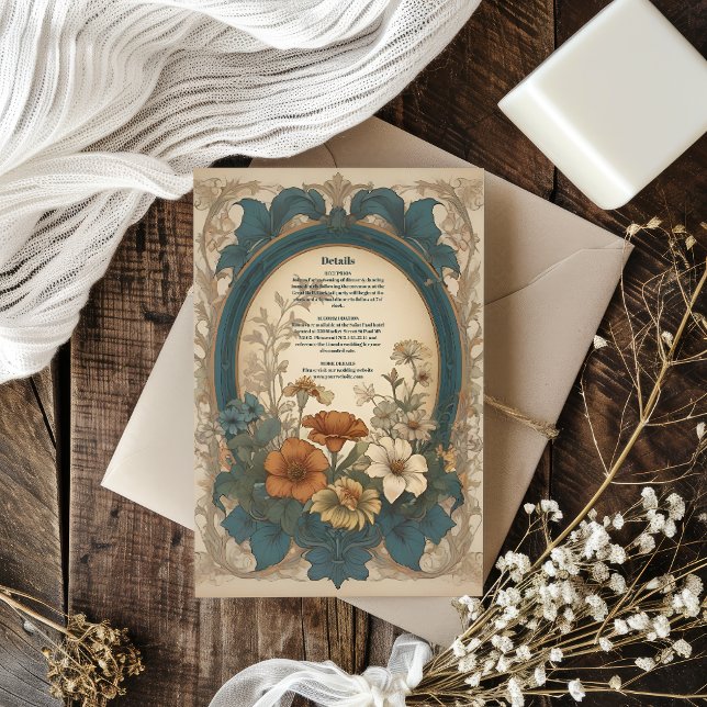 Carte D'accompagnement Sage Green Art Nouveau Alphonse Mucha Mariage (Créateur téléchargé)