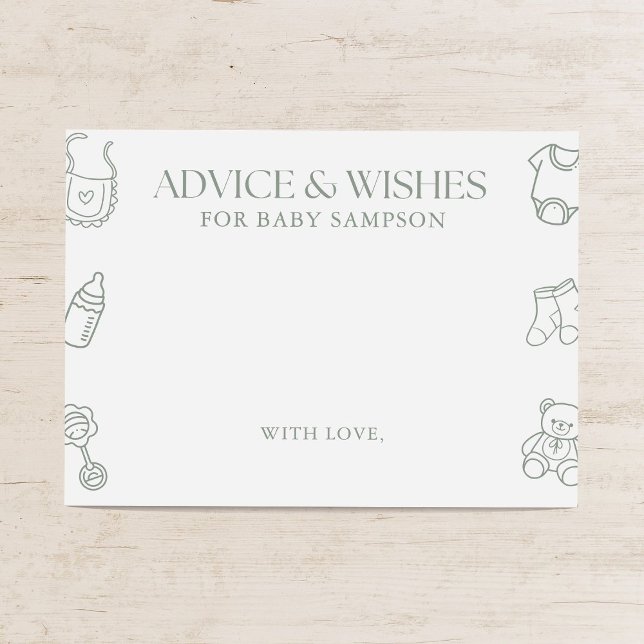 Carte D'accompagnement Sage Green Baby Shower Advice and Wishes (Créateur téléchargé)