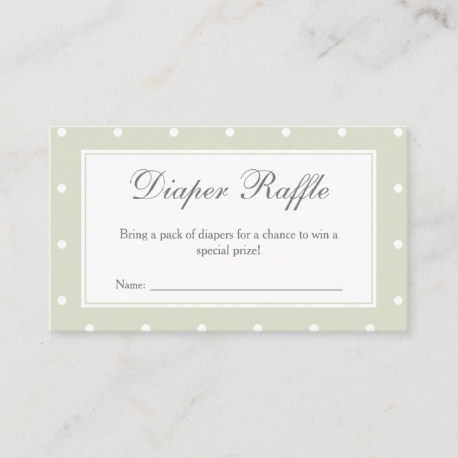 Carte D'accompagnement Sage Green Baby shower Pois Déchets Raffle (Devant)