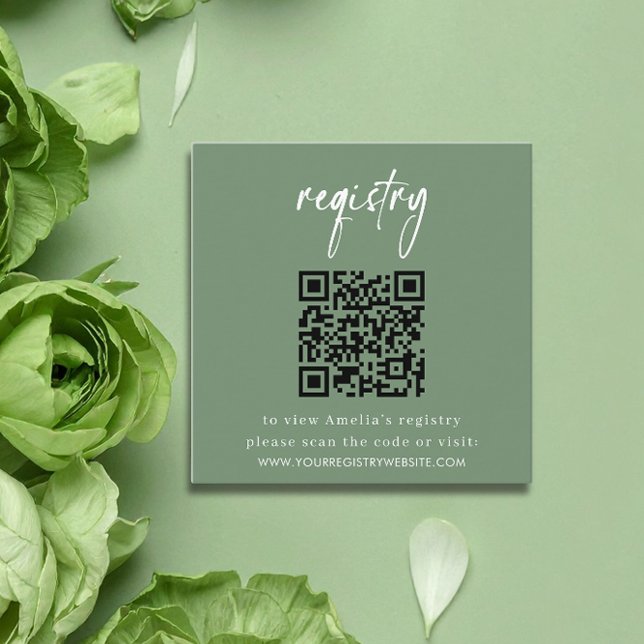 Carte D'accompagnement Sage Green Baby Shower Registry Card (Créateur téléchargé)