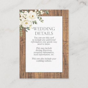 Carte D'accompagnement Sage Green Blanc Floral dentelle Bois Détails