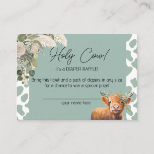 Carte D'accompagnement Sage Green Bohemian Holy Cow Baby shower