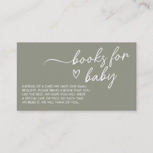 Carte D'accompagnement Sage Green Boho Minimalist Livres pour bébé
