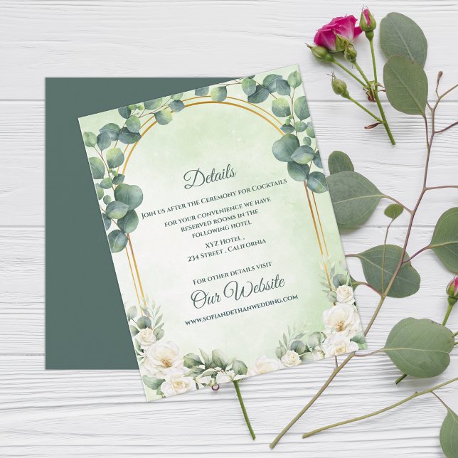 Carte D'accompagnement Sage Green Botanical Eucalyptus Wedding Details (Sage Green Botanical Eucalyptus Wedding Details Enclosure Card)